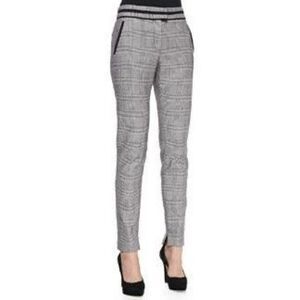 NWT - VERONICA BEARD White, Gray, and Black Glen Plaid "Cigarette" Pants - 6